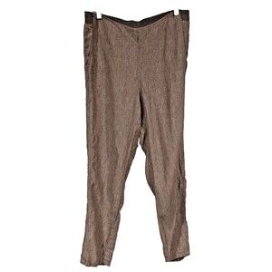 J Jill Love Linen Womens Straight Leg High Rise Pants Size S Brown Lagenlook